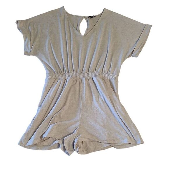Express Oatmeal  Heather V Neck Jersey Romper Size XL - Picture 4 of 8